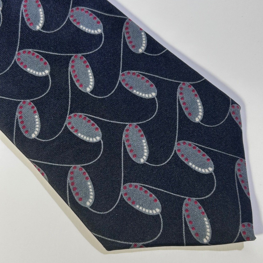 Envoy Vintage Silk Tie Mens Black Gray‎ Geometric Medallion Pattern Designer